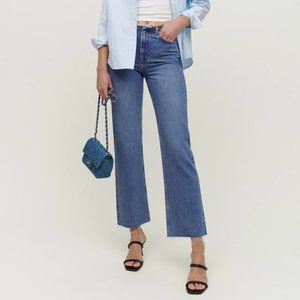 NEW , NEVER WORN - Reformation Mariah Cut Off Waistband Straight Jeans